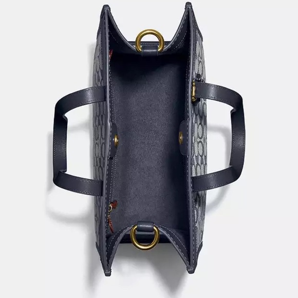 COACH Signature Jacquard Field Tote 30 Navy - Picture 7 of 11